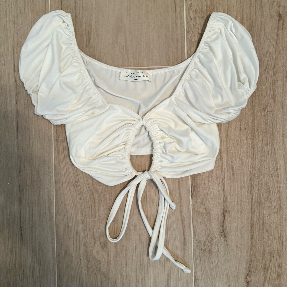 American Threads white crop top